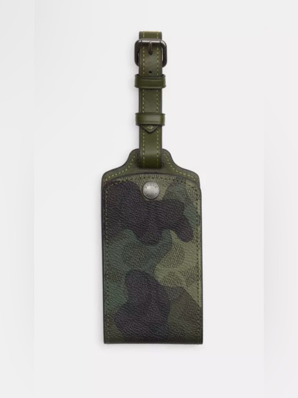 Coach Camouflage Leather Luggage Tag - Olive Green